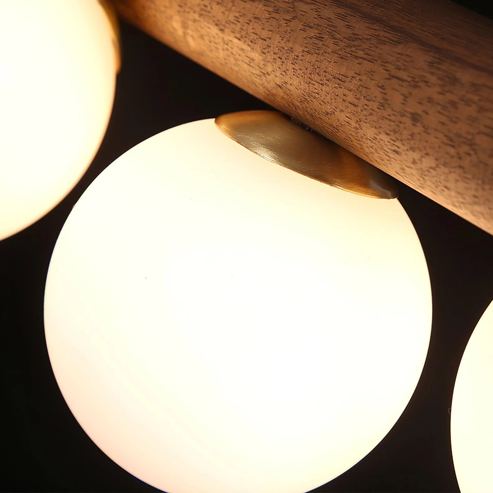 Axis Brass Wood Linear Globe Chandelier