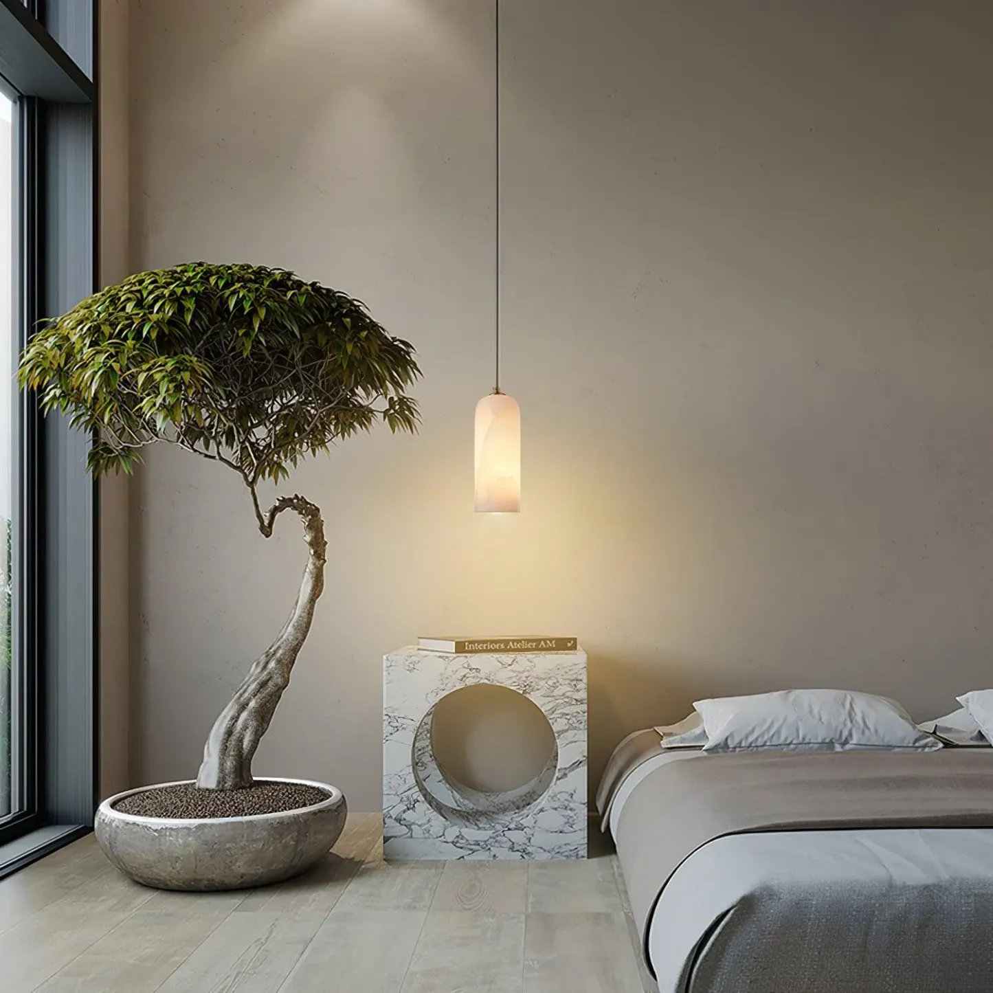 Jade Minimalismo Metal Alabastro Lámpara Colgante Dormitorio Salón