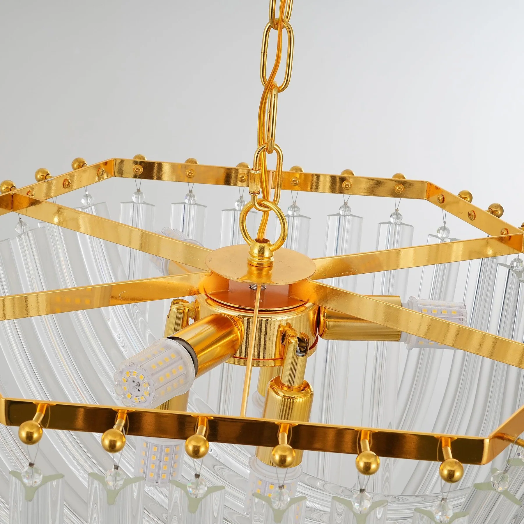 Marilyn Vintage Metal Glass Gold Clear Pendant Light Bedroom Living Room