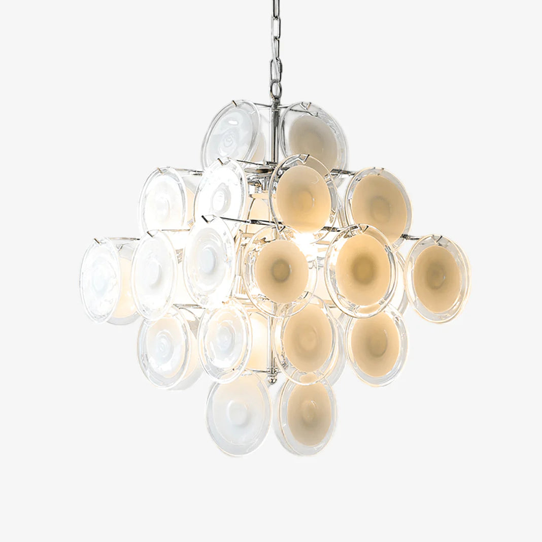 Verona Disc White Glass Chandelier