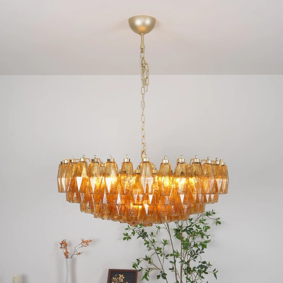 Muse Murano Rhombus Amber Glass Chandelier