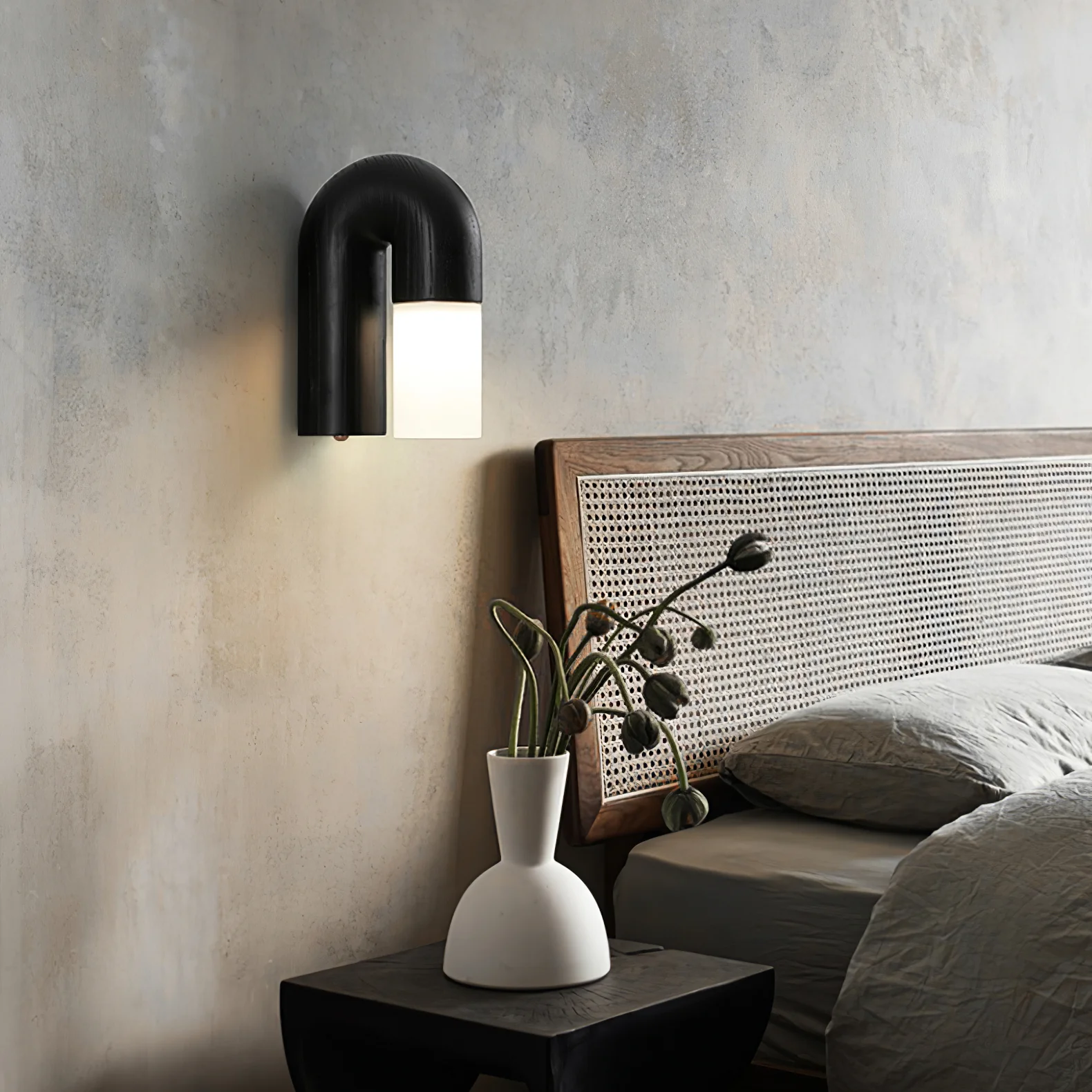 Ozawa Madera Nuez Negro Metal Aplique Salón Comedor