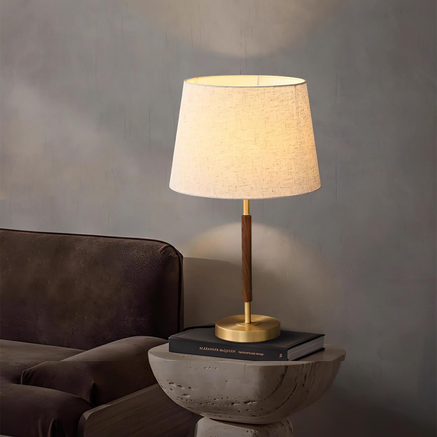 Hakka Brass Walnut Table Lamp