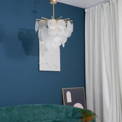 Verona Frosted Glass Disk Brass Chandelier