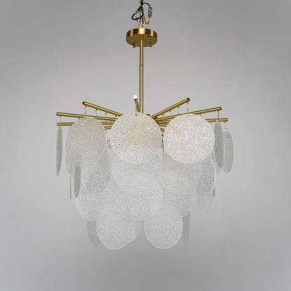 Verona Frosted Glass Disk Brass Chandelier