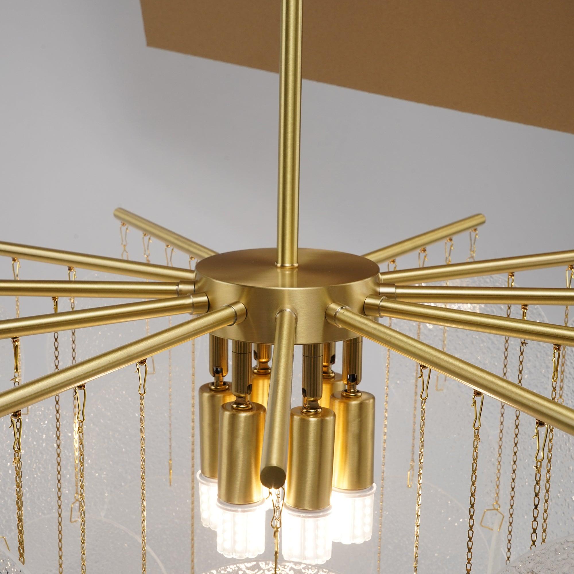 Verona Frosted Glass Disk Brass Chandelier