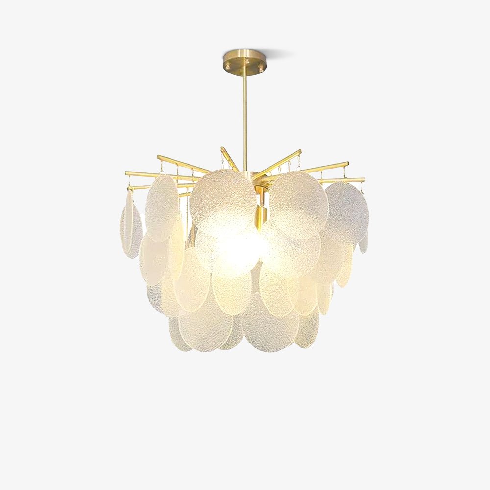 Verona Frosted Glass Disk Brass Chandelier