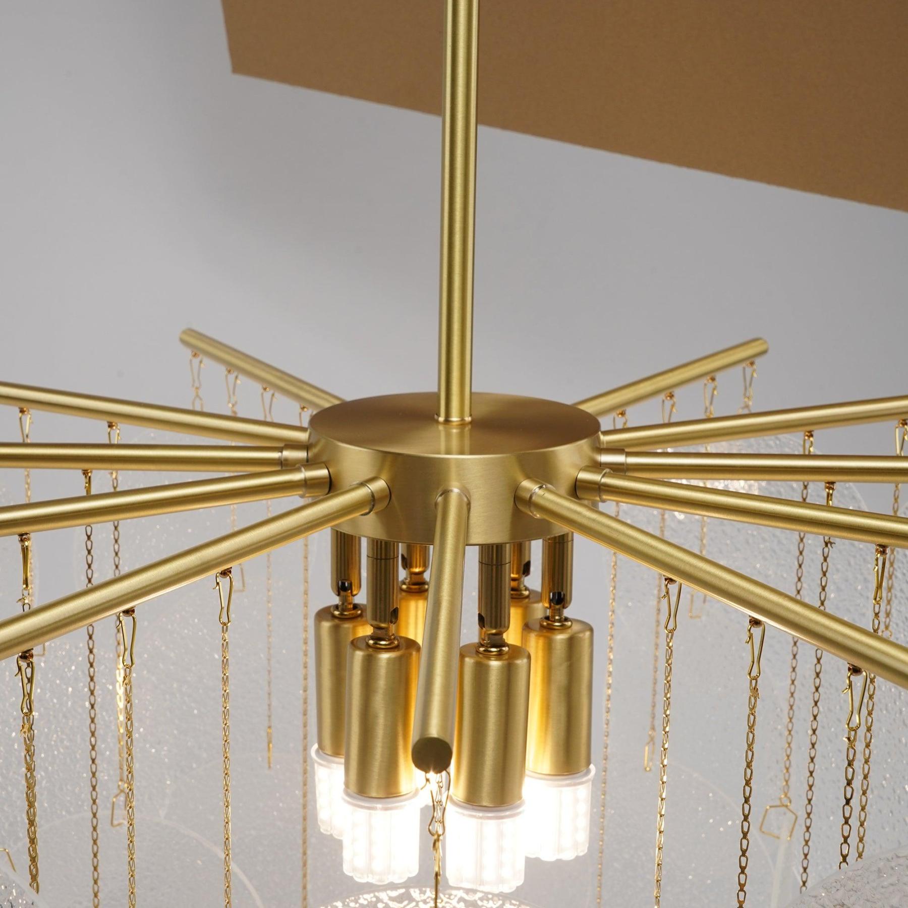 Verona Frosted Glass Disk Brass Chandelier
