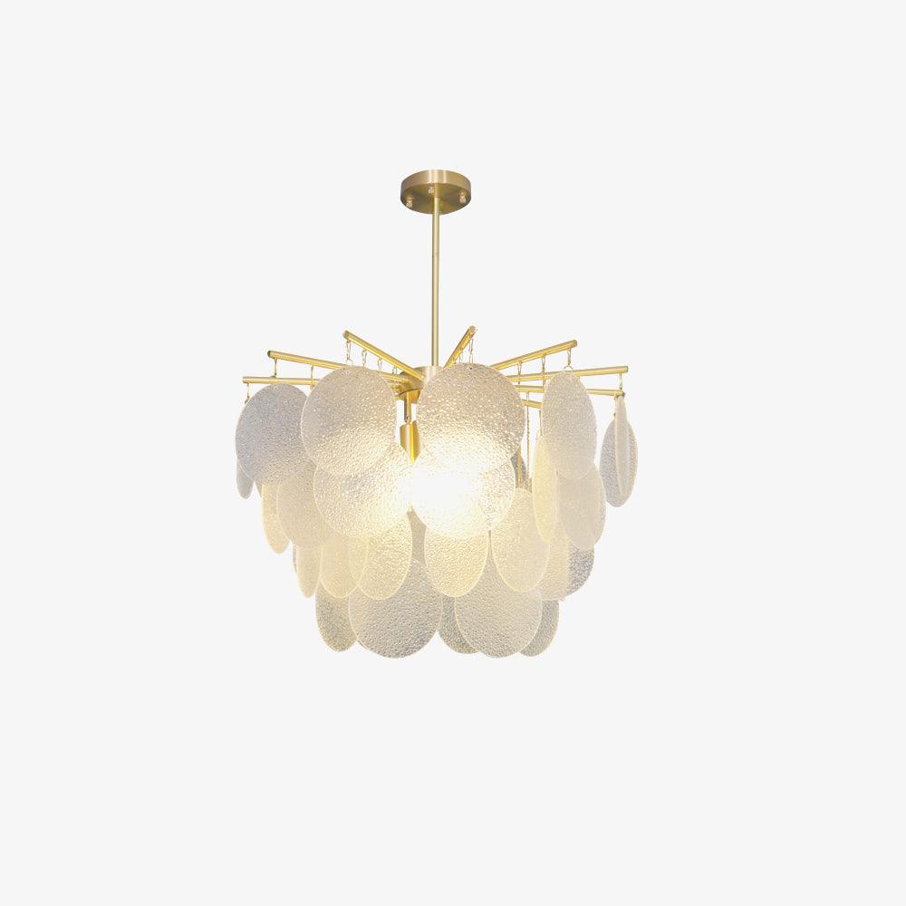 Verona Frosted Glass Disk Brass Chandelier