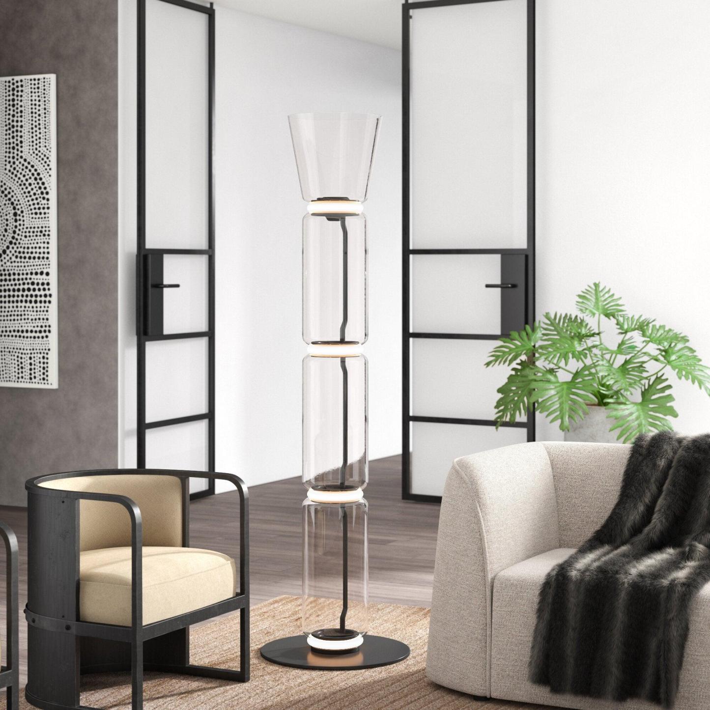 Axis Bamboo Glass Floor Lamp