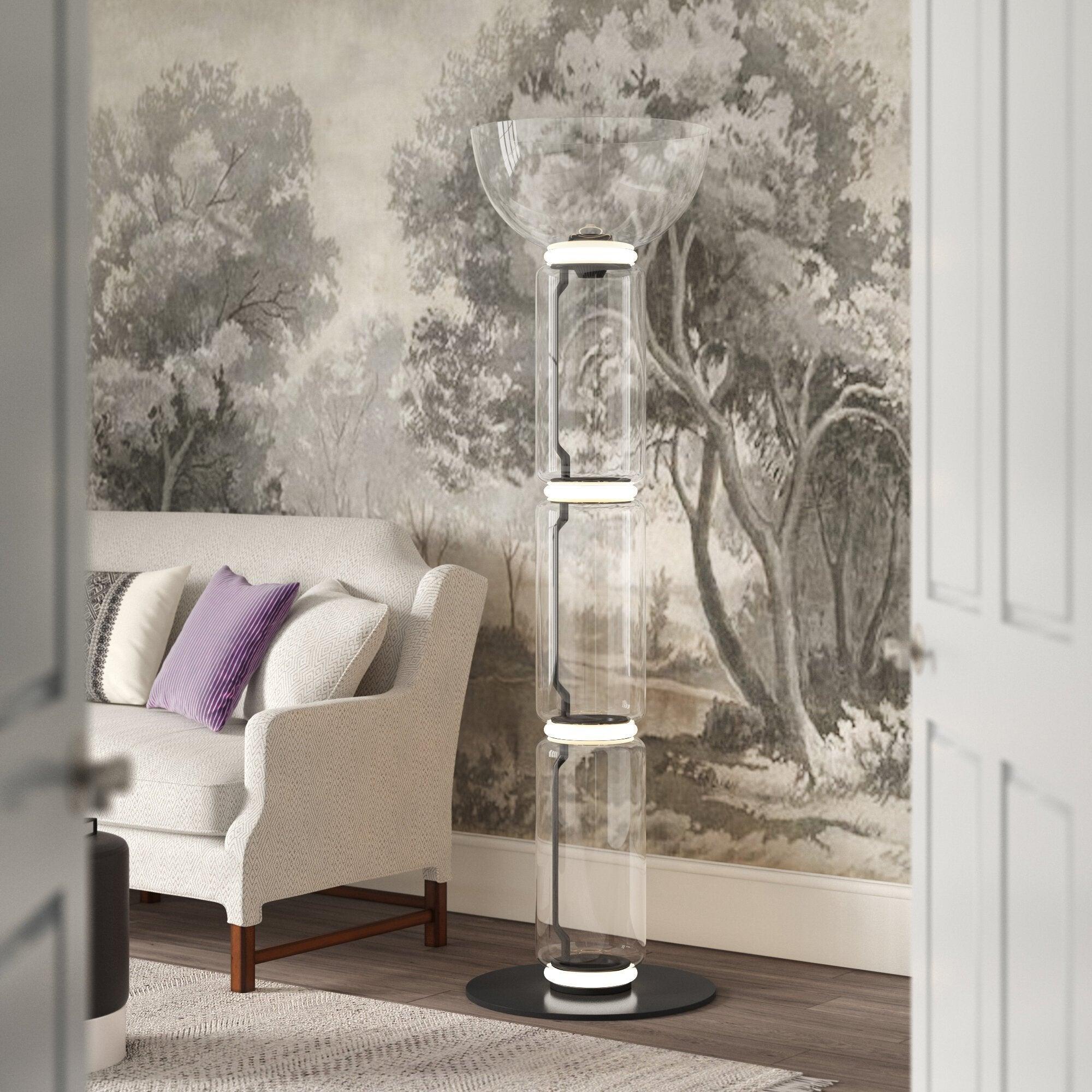 Axis Bamboo Glass Floor Lamp