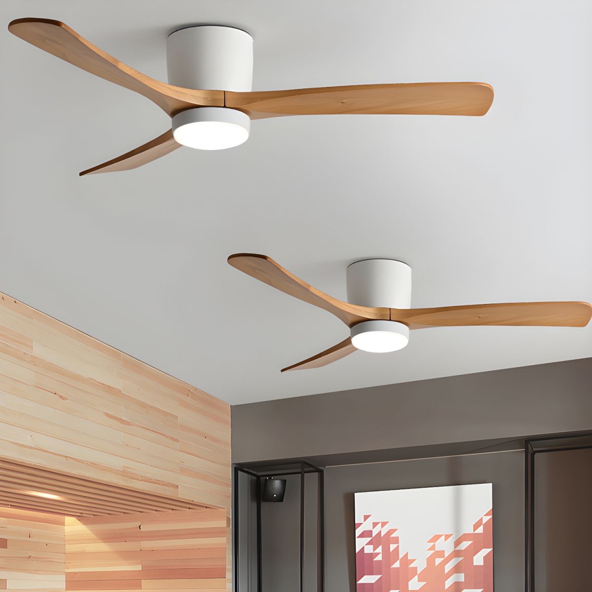 Ventilador de Techo con Luz Ezra Nórdico en un ambiente de salón moderno