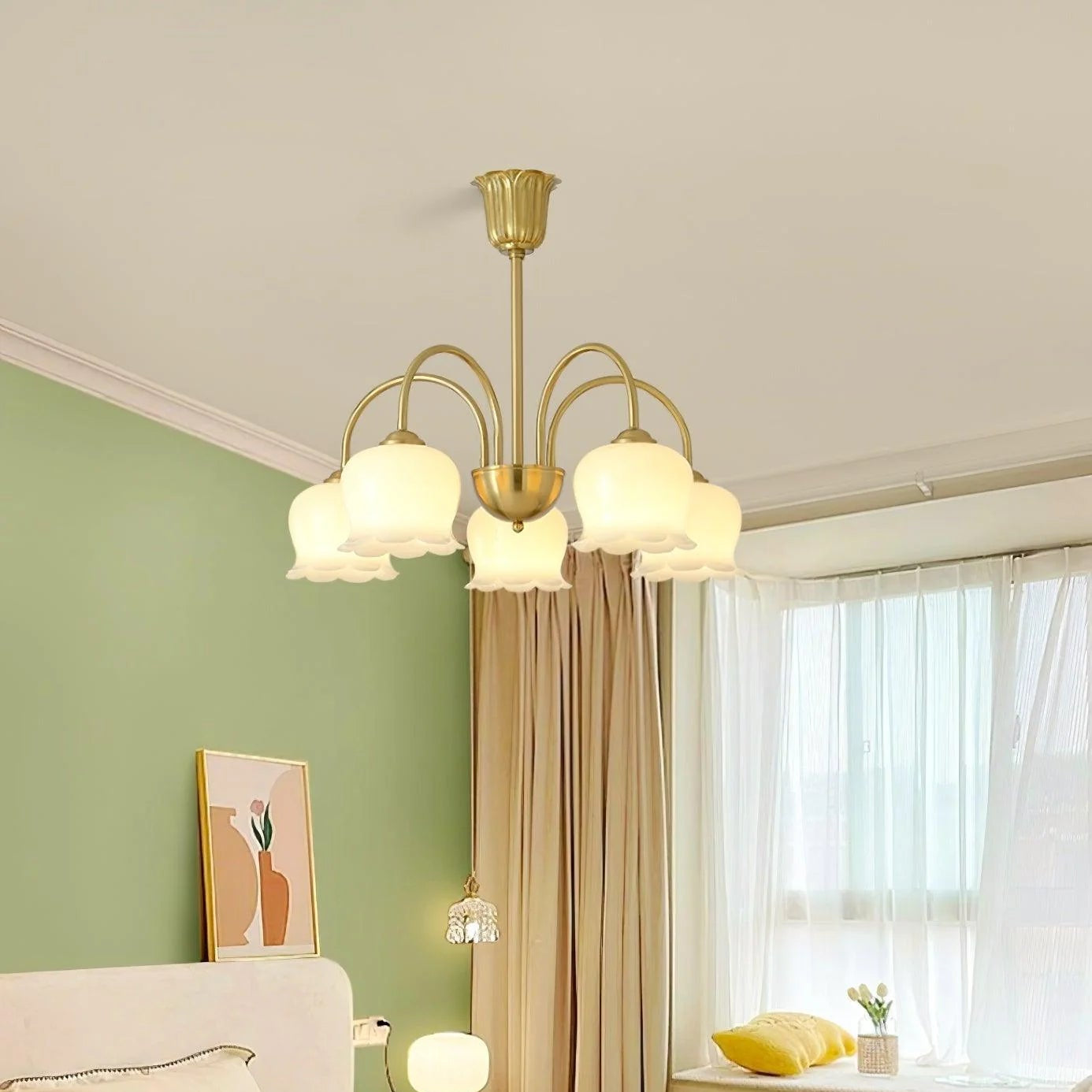 Hakka Orchids Gold Chandelier