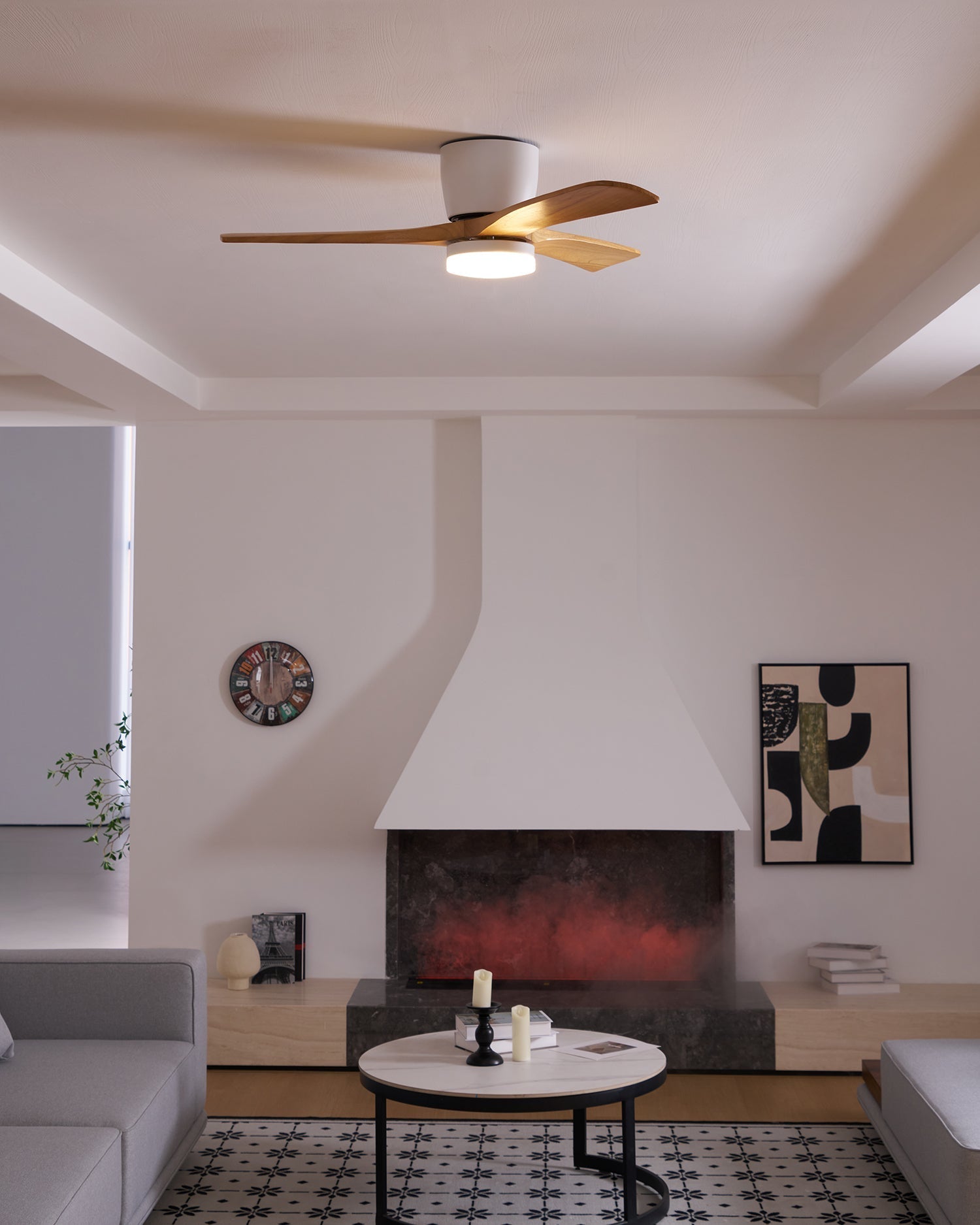 Ventilador de Techo con Luz Ezra Nórdico con iluminación blanca cálida de 3000K