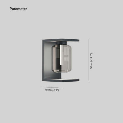 Orr Moderno Rectangular Linterna LED Aplique Exterior Negro/Gris Metal/Vidrio Solar