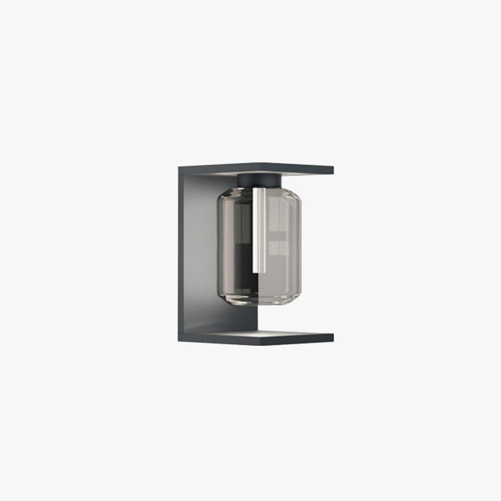 Orr Moderno Rectangular Linterna LED Aplique Exterior Negro/Gris Metal/Vidrio Solar