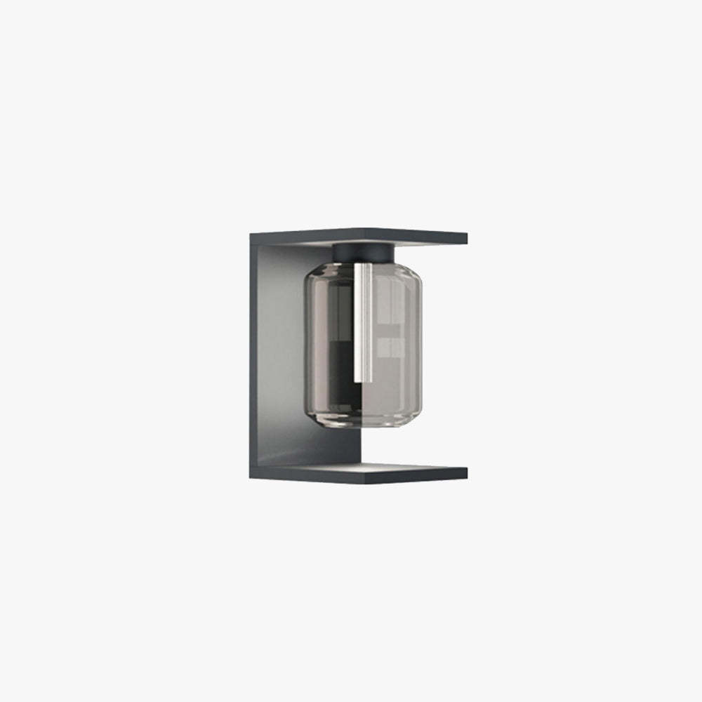 Orr Moderno Rectangular Linterna LED Aplique Exterior Negro/Gris Metal/Vidrio Solar