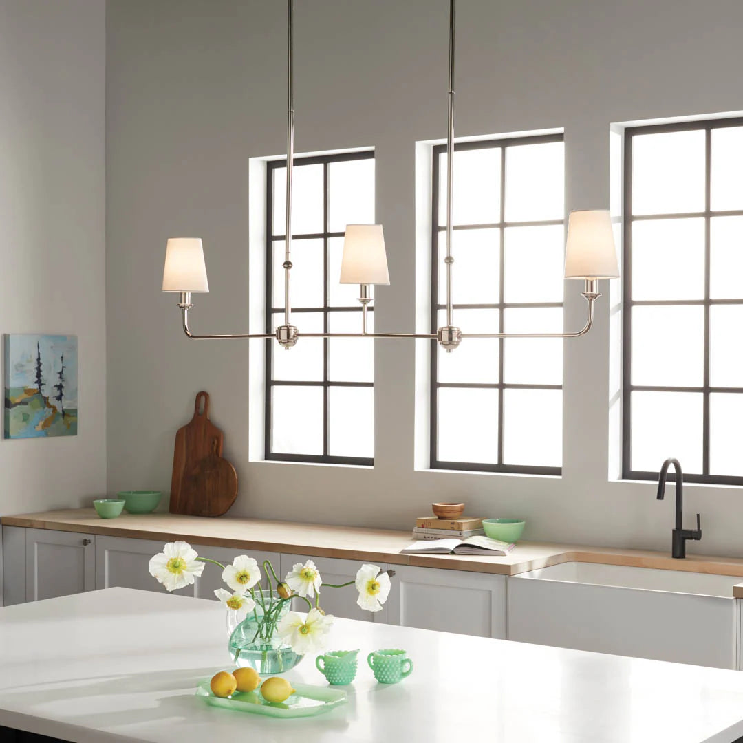Axis Nickel Linear Fabric Chandelier