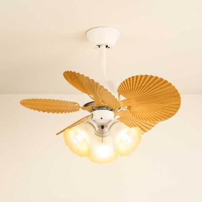 Ventilador de Techo con Luz Aurelia Vintage de Madera y Cristal demostrando su control de 6 velocidades