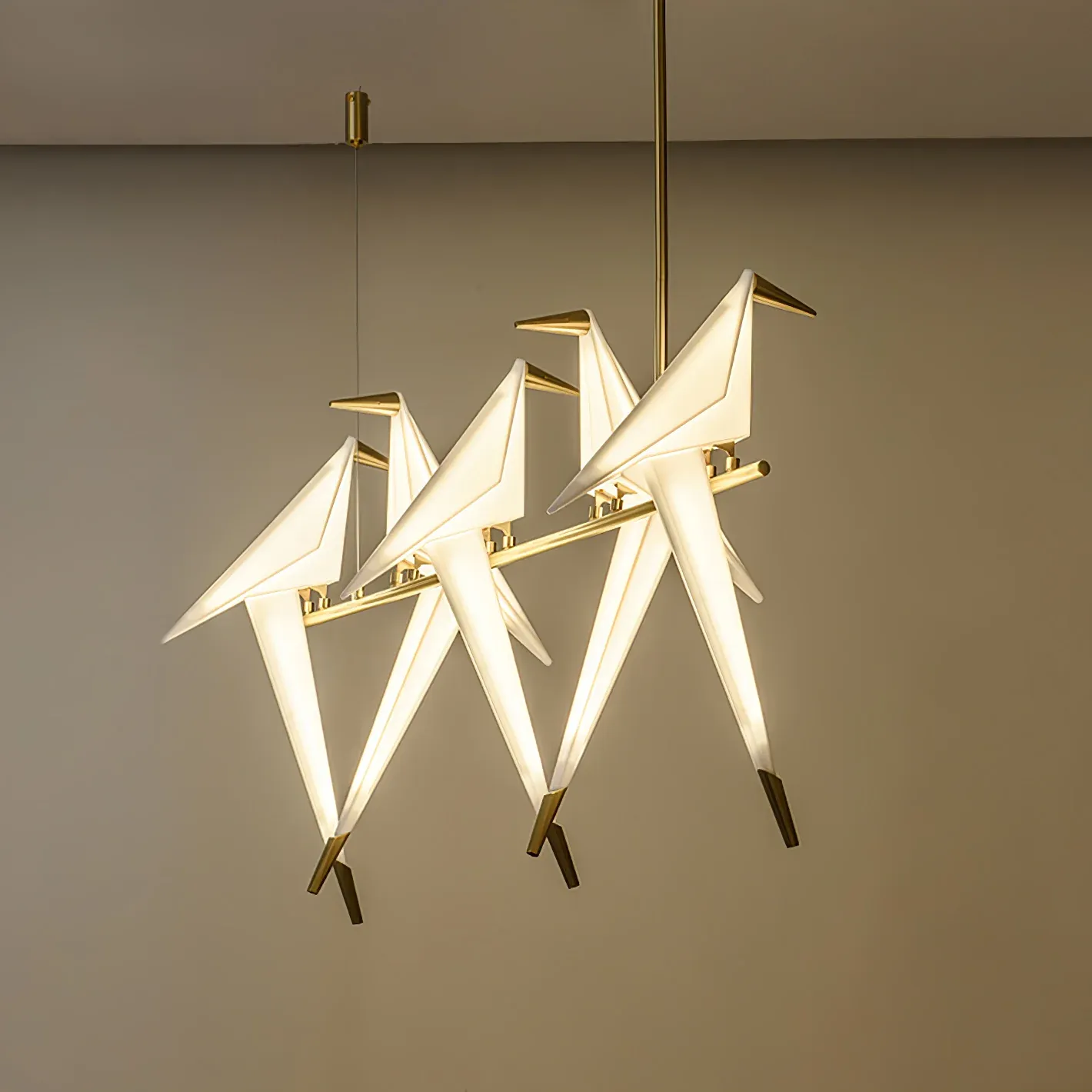 Orr Natural Acrylic Metal Gold Pendant Light Bedroom Living Room