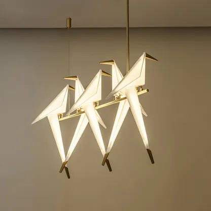 Orr Natural Acrylic Metal Gold Pendant Light Bedroom Living Room