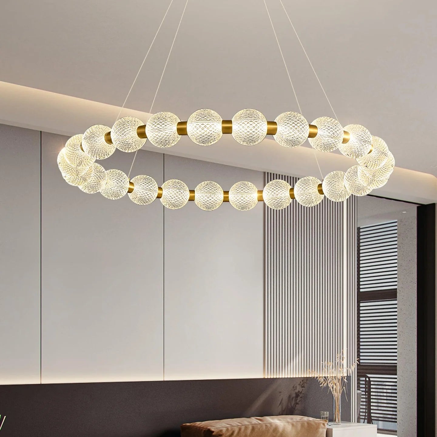 Halo Pearl Glass Ring Chandelier