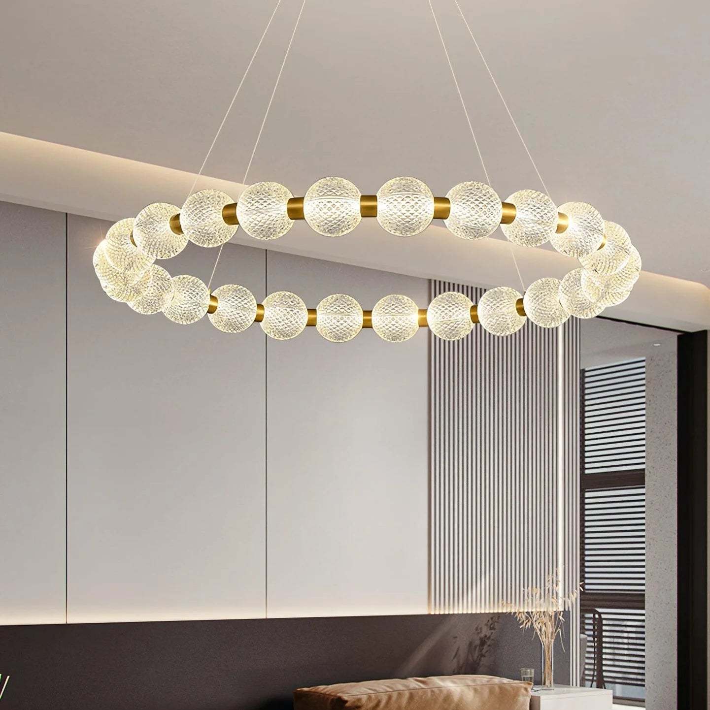 Halo Pearl Glass Ring Chandelier