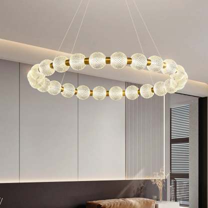 Halo Pearl Glass Ring Chandelier