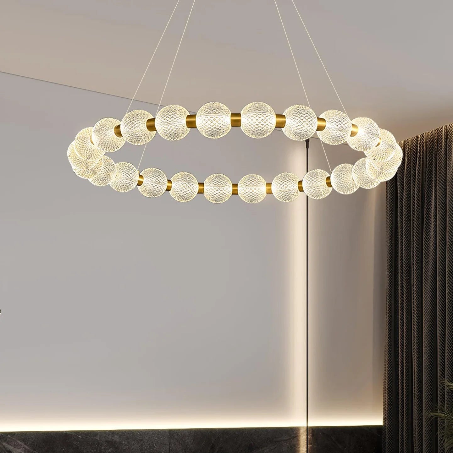 Halo Pearl Glass Ring Chandelier