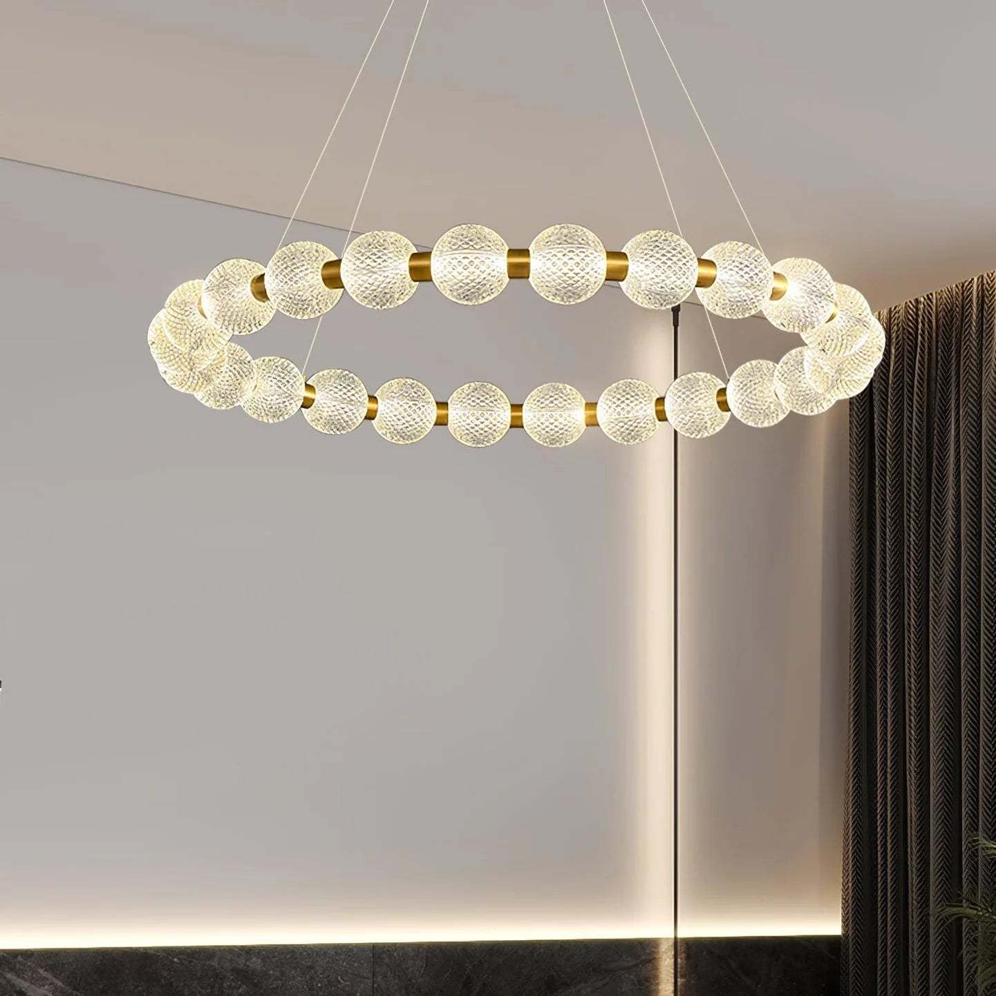 Halo Pearl Glass Ring Chandelier