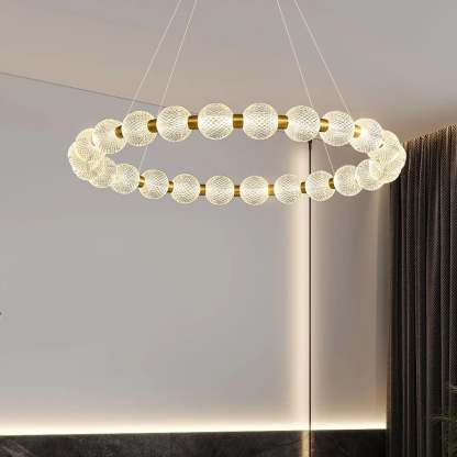 Halo Pearl Glass Ring Chandelier
