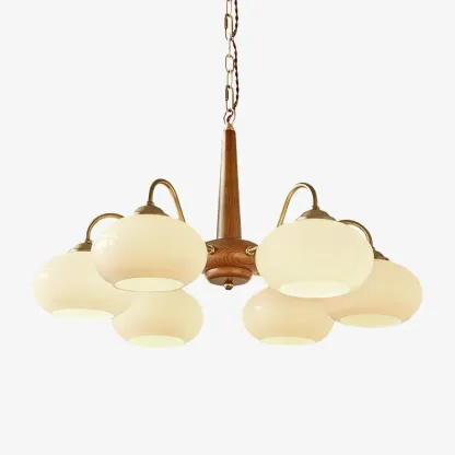 Valentina Vintage Wood Glass Chandelier Shades Living Dining Room