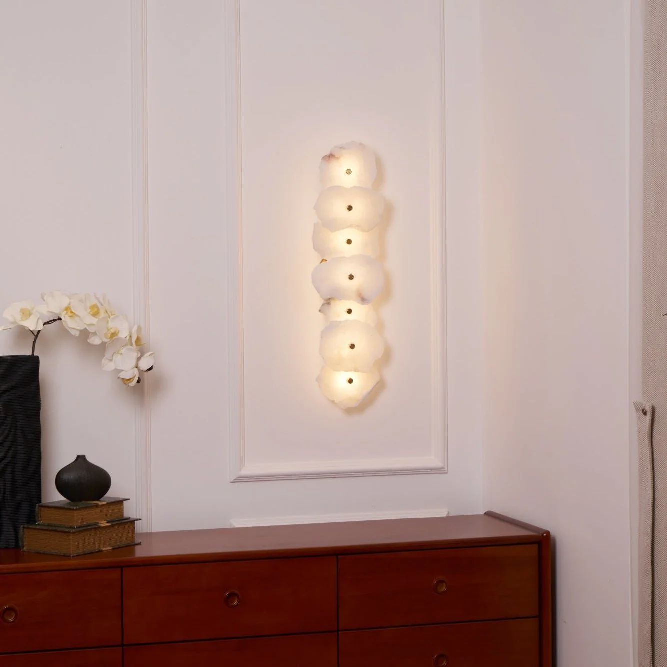 Jade Ambiental Flor Alabastro Aplique Dormitorio Pasillo Comedor