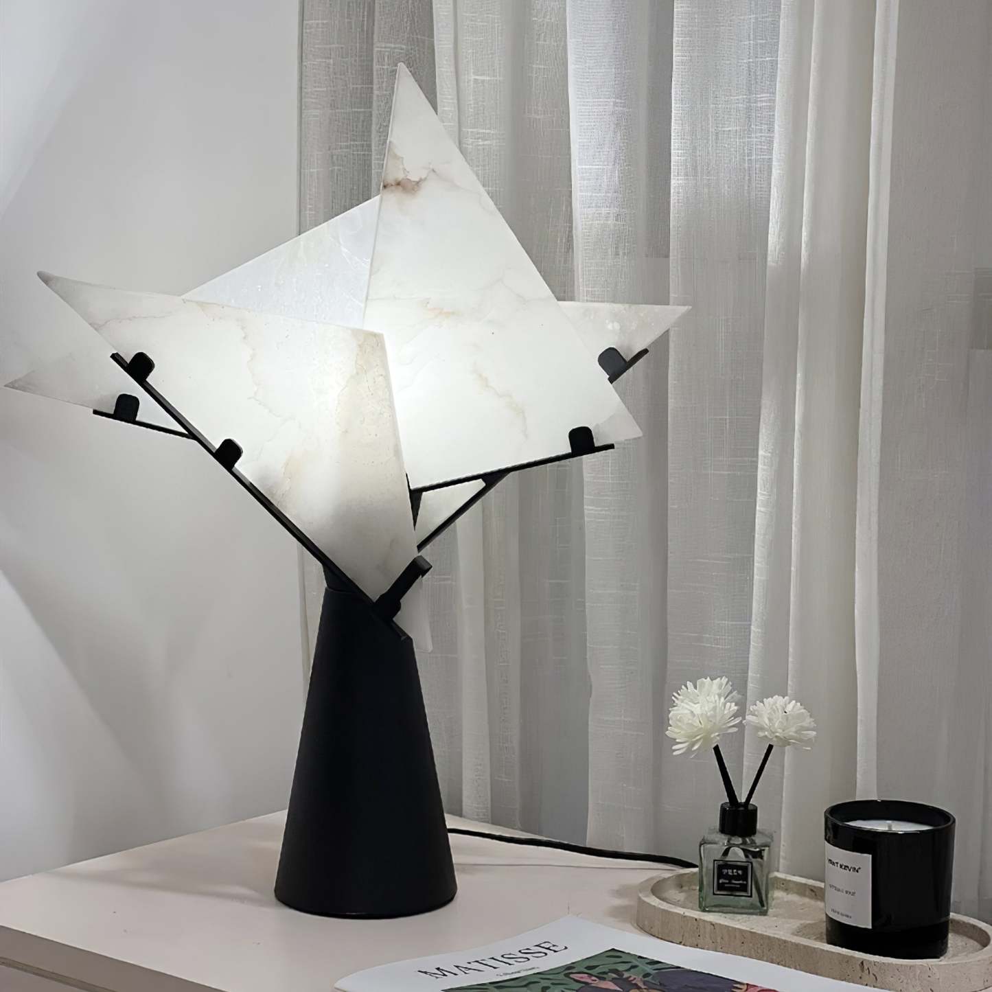 Dune Alabaster Geometric Table Lamp