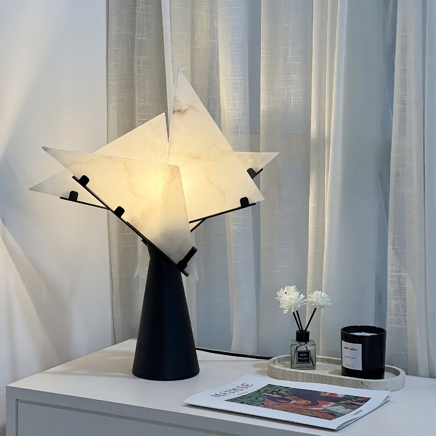 Dune Alabaster Geometric Table Lamp