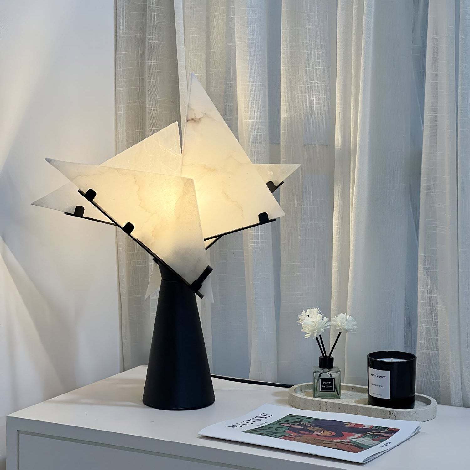 Dune Alabaster Geometric Table Lamp