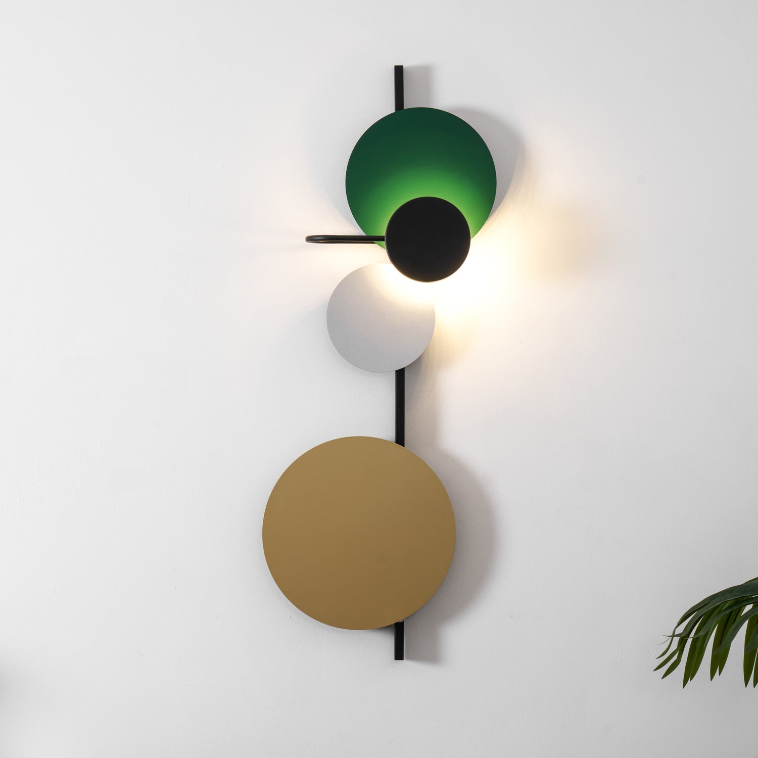 Retro Multicolor Metal Disc Wall Light Black