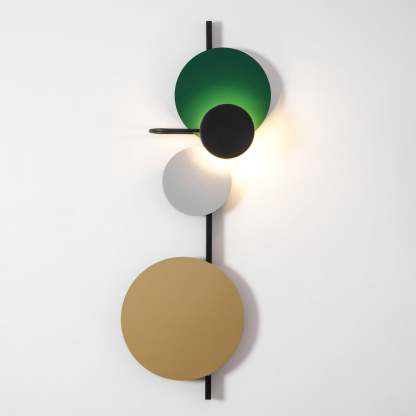 Retro Multicolor Metal Disc Wall Light Black