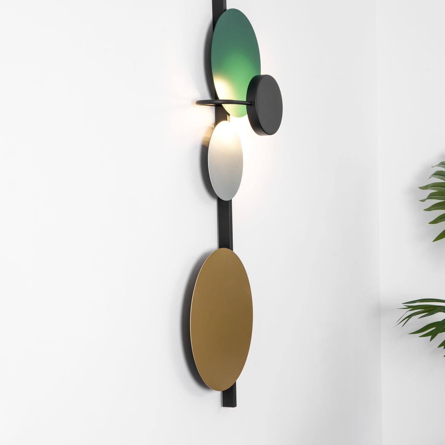 Retro Multicolor Metal Disc Wall Light Black