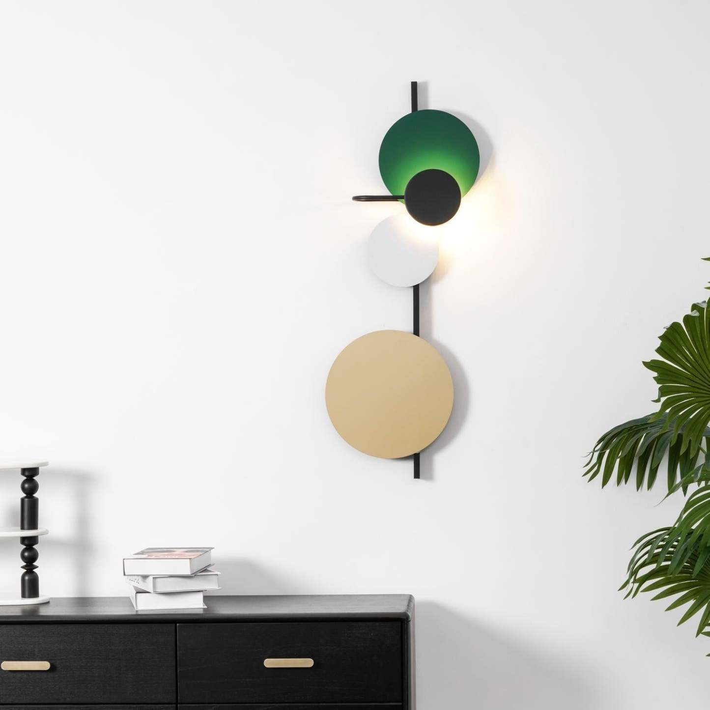 Retro Multicolor Metal Disc Wall Light Black