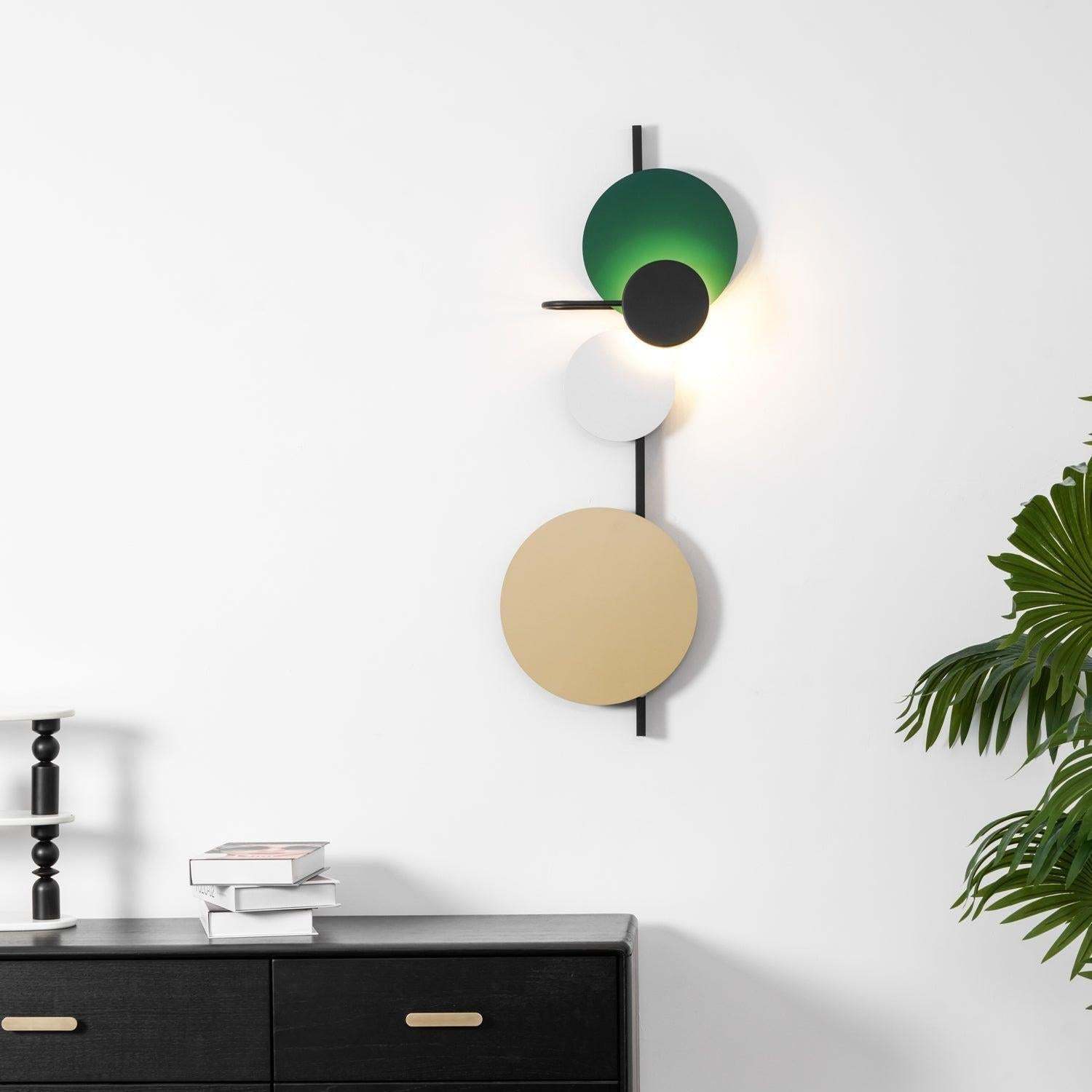 Retro Multicolor Metal Disc Wall Light Black