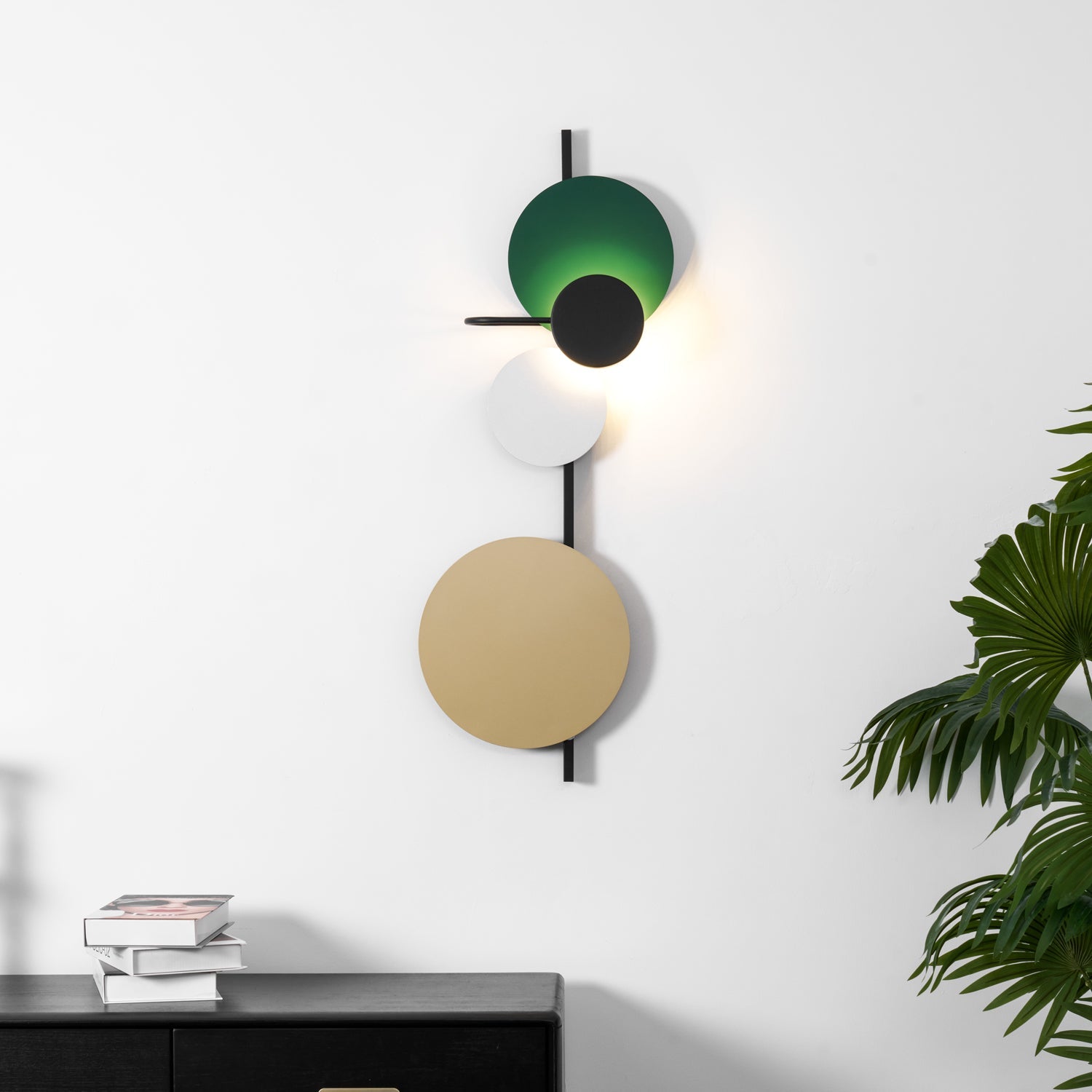 Retro Multicolor Metal Disc Wall Light Black
