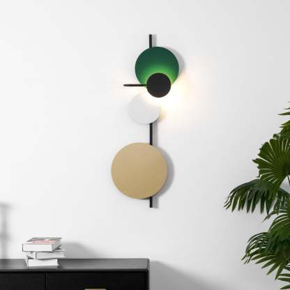 Retro Multicolor Metal Disc Wall Light Black