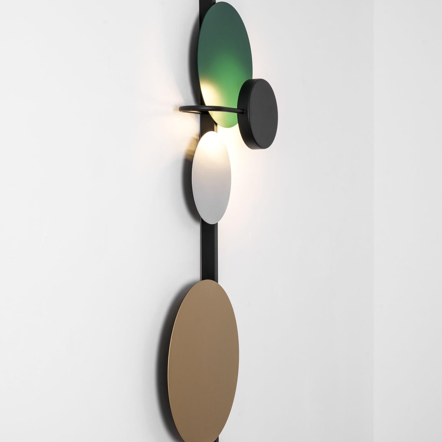 Retro Multicolor Metal Disc Wall Light Black