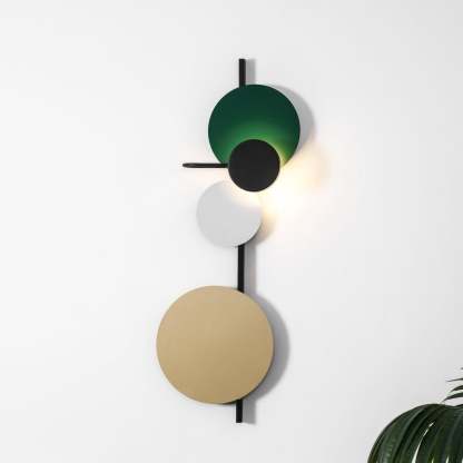 Retro Multicolor Metal Disc Wall Light Black