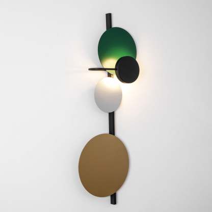 Retro Multicolor Metal Disc Wall Light Black