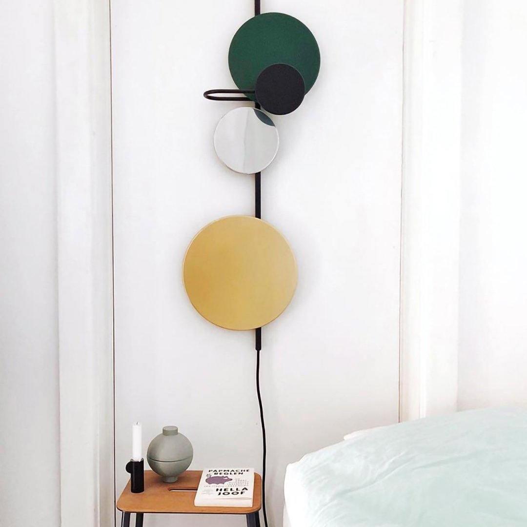 Retro Multicolor Metal Disc Wall Light Black