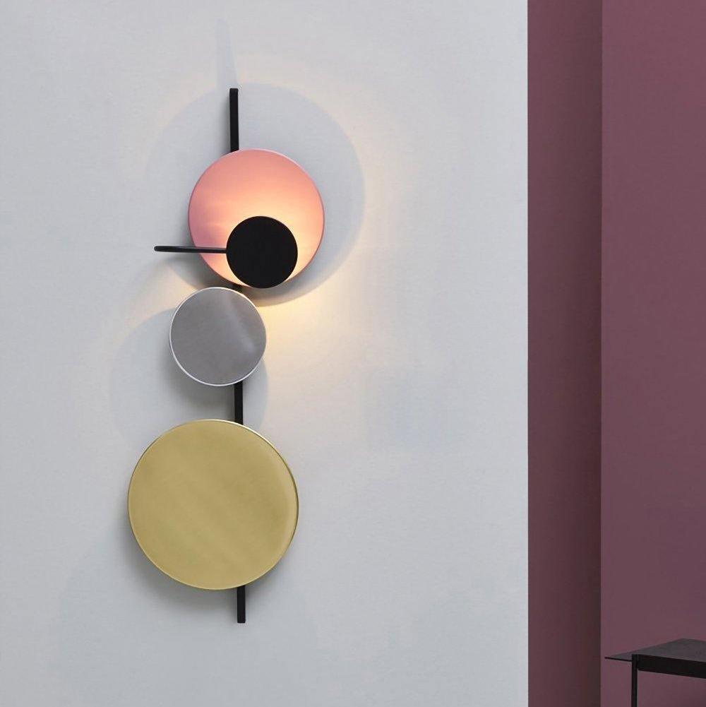 Retro Multicolor Metal Disc Wall Light Black