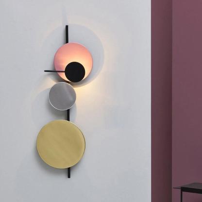 Retro Multicolor Metal Disc Wall Light Black