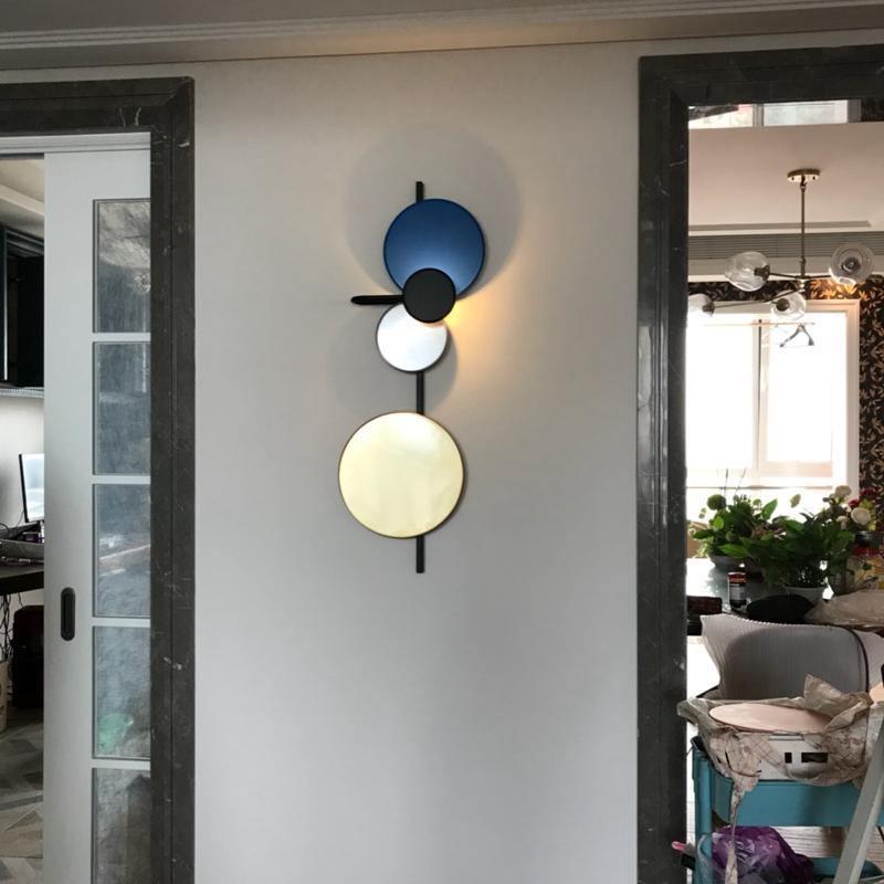 Retro Multicolor Metal Disc Wall Light Black